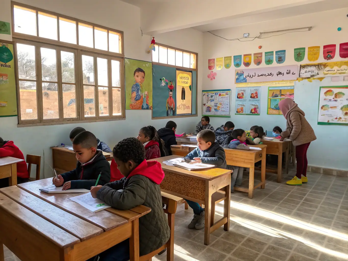 A group of students participating in a history workshop with a guide explaining a monument, showcasing the educational aspect of preserving history.